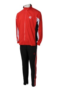 SU301  網上訂購冬季校服運動套裝 時尚設計紅色撞黑色校服運動套裝 校服運動套裝製服公司
